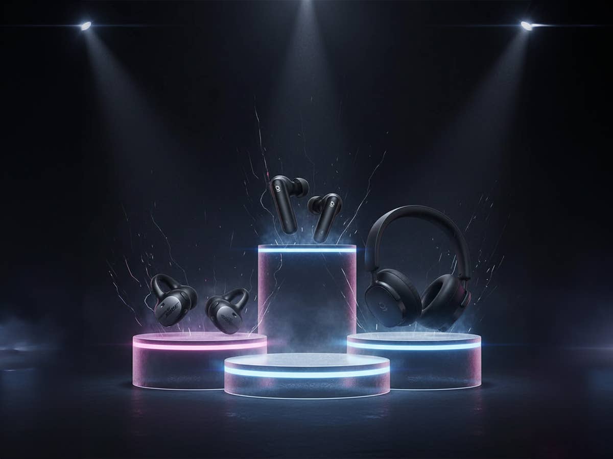 baseus-kopfhoerer-auf-podest Baseus Inspire XC1, XP1 und XH1 auf einem beleuchteten Podest.