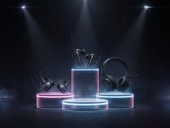 Baseus Inspire XC1, XP1 und XH1 auf einem beleuchteten Podest.