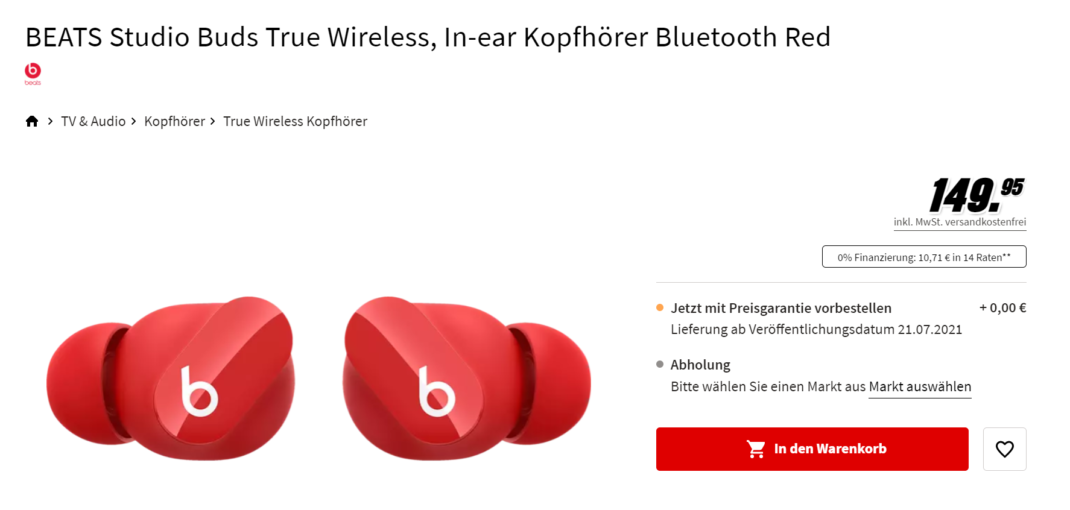 Beats Studio Buds bei Mediamarkt