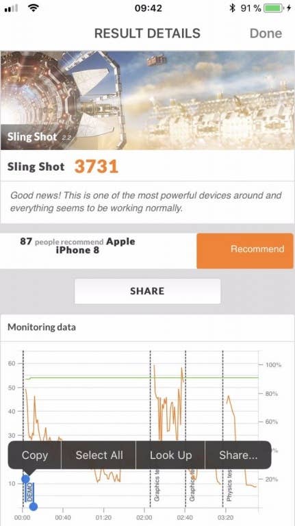 Benchmark-Ergebnisse des Apple iPhone 8