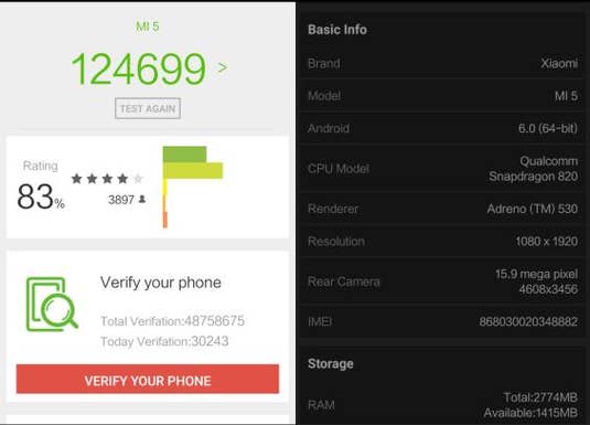 Benchmark-Test Xiaomi Mi 5 Benchmark-Test Xiaomi Mi 5