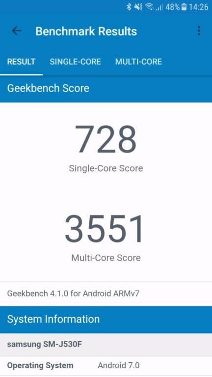 Benchmarktests des Samsung Galaxy J5 (2017) DUOS