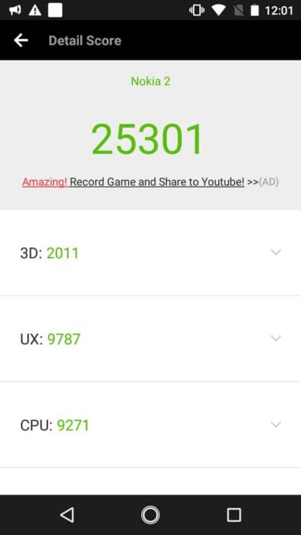 Benchmark-Werte des Nokia 2