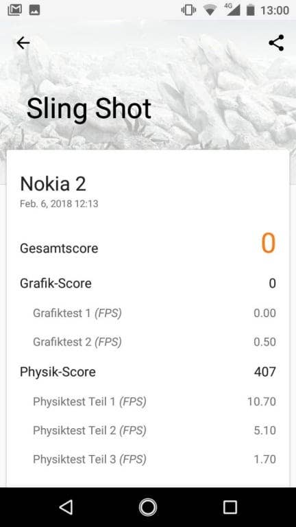 Benchmark-Werte des Nokia 2