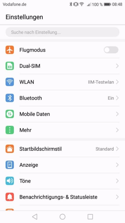 Benutzeroberfläche des Honor 6C Pro