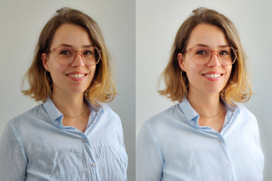 Bewerbungsfotos mit dem Handy: Vor und nach der Bildbearbeitung