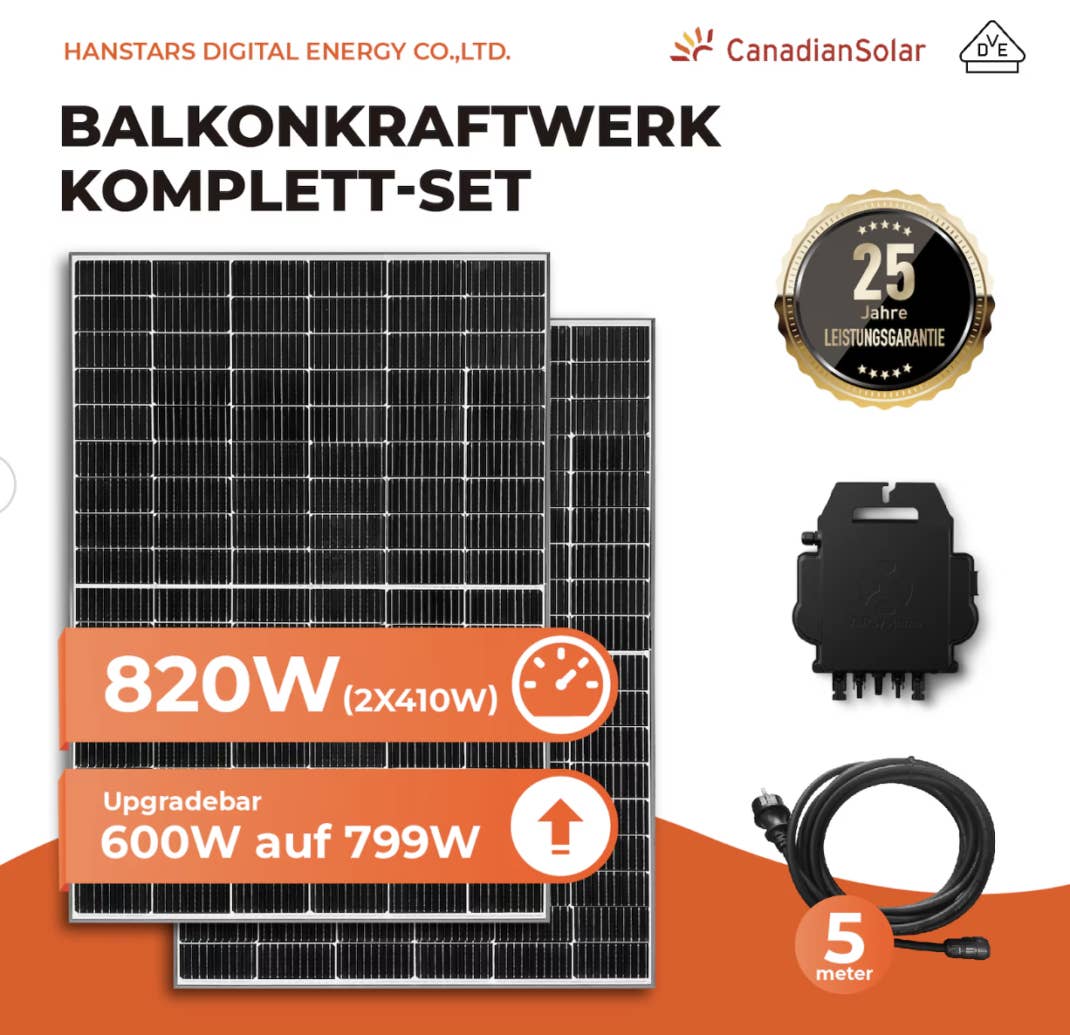 Balkonkraftwerk, 820W Canadian Solar