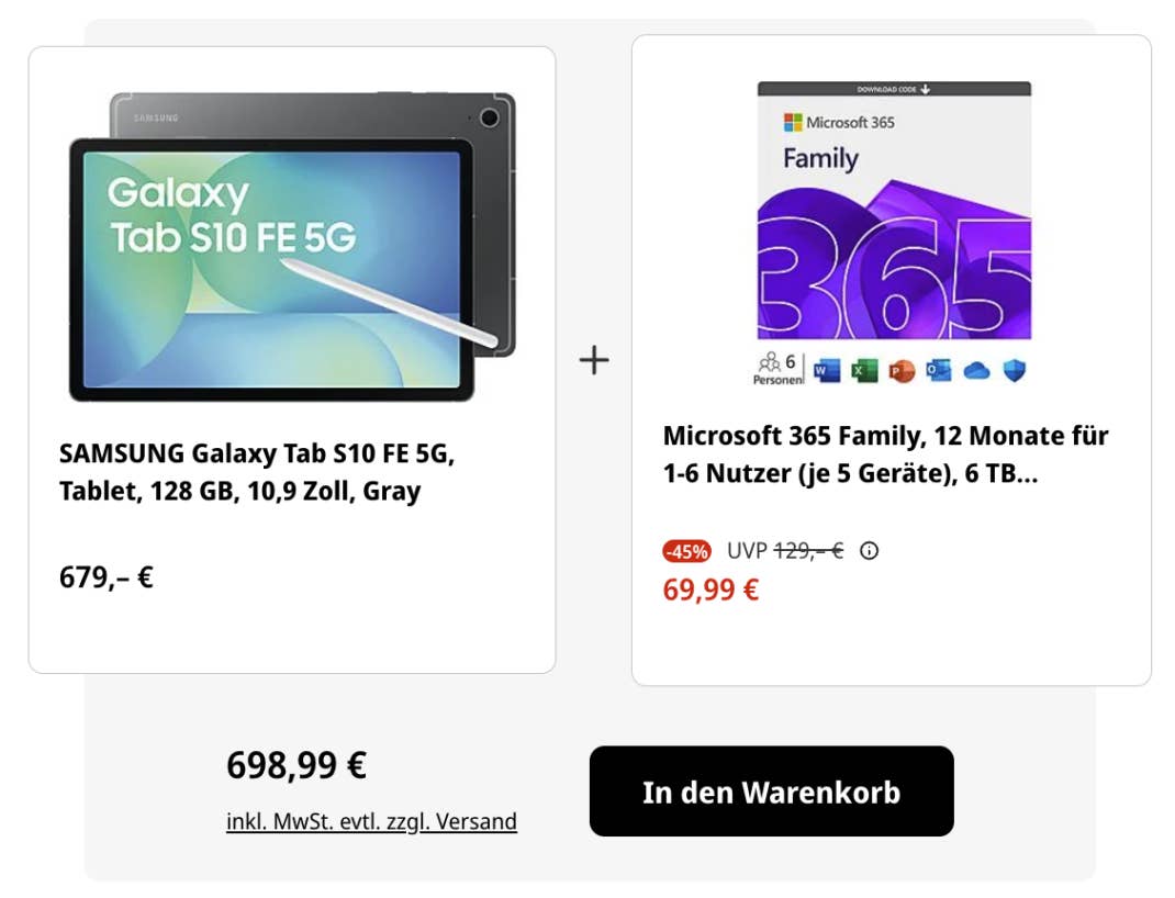 Galaxy Tab S10 FE bei MediaMarkt mit Microsoft 365