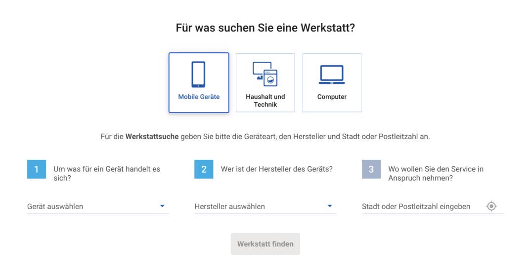Werkstatt-Suche von Wertgarantie