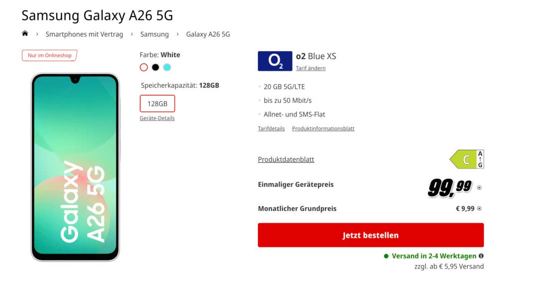 Das aktuelle MediaMarkt-Angebot zum Galaxy A26