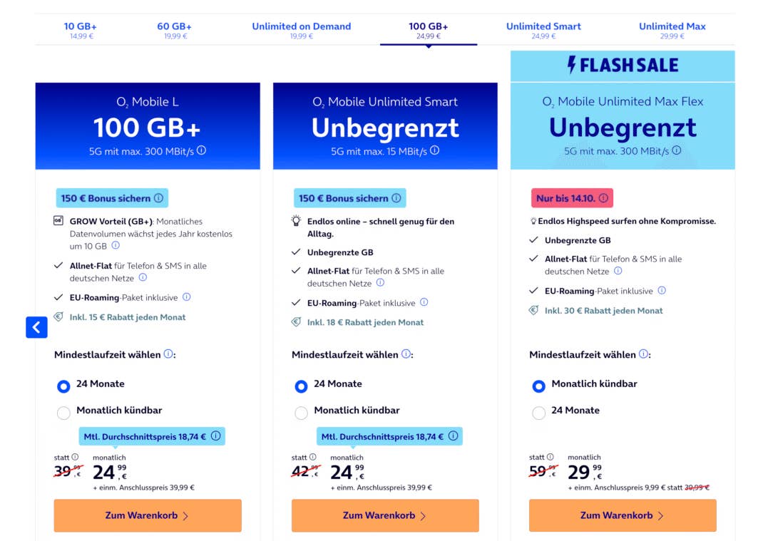Flash Sale bei O2 zum O2 Mobile Unlimited Max