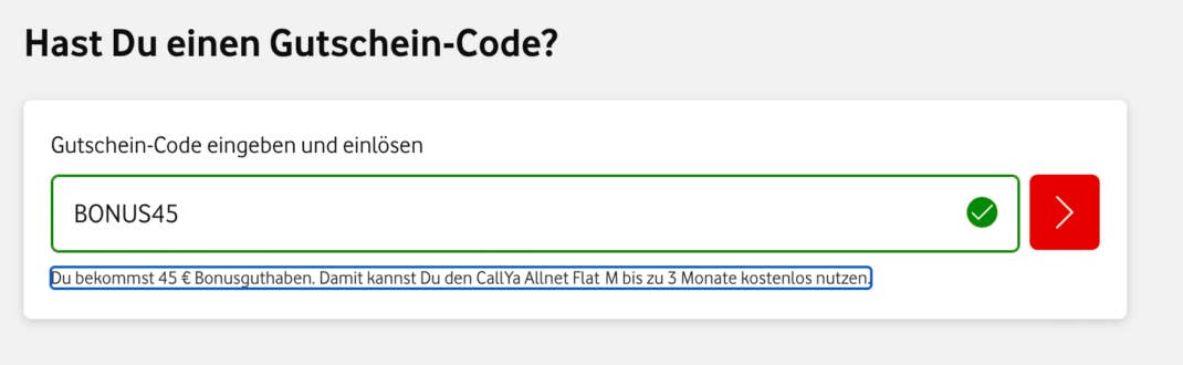 Vodafone CallYa M Aktion mit 45 Euro Startguthaben