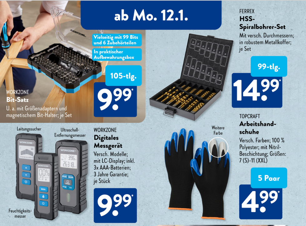 Ab dem 12. Januar gibt es drei Messgeräte bei Aldi für 9,99 Euro