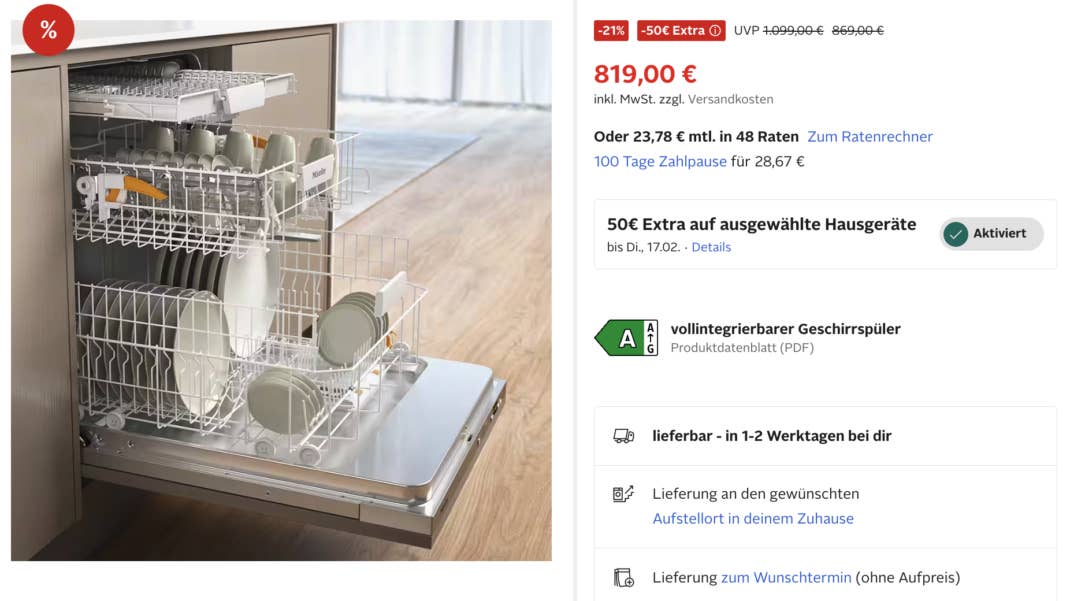 MIELE vollintegrierbarer Geschirrspüler G 5651 SCVi Active bei Otto