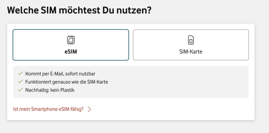 Vodafone CallYa eSIM oder SIM