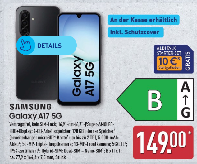 Samsung Galaxy A17 bei Aldi Nord im Prospekt
