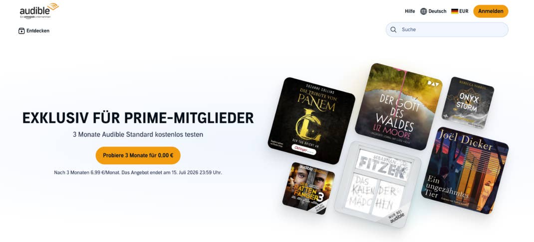 Audible-Aktion: 3 Monate gratis für Prime-Mitglieder