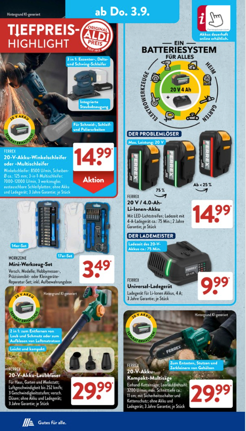 Aldi Prospekt 3.9. Werkzeug-Angebote