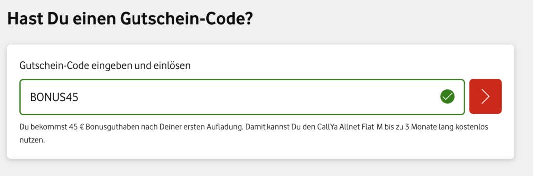 CallYa-Aktion von Vodafone mit 45 Euro Guthaben