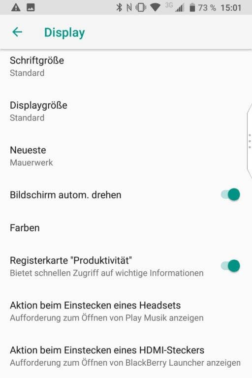 Blackberry KEY2 - Display-Einstellungen