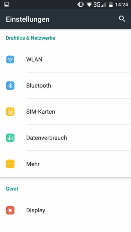 Blackview E7: Das Menü