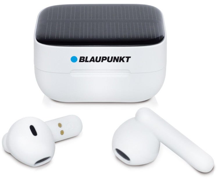Blaupunkt TWS 40 mit Solar-Ladeschale in der Frontansicht.