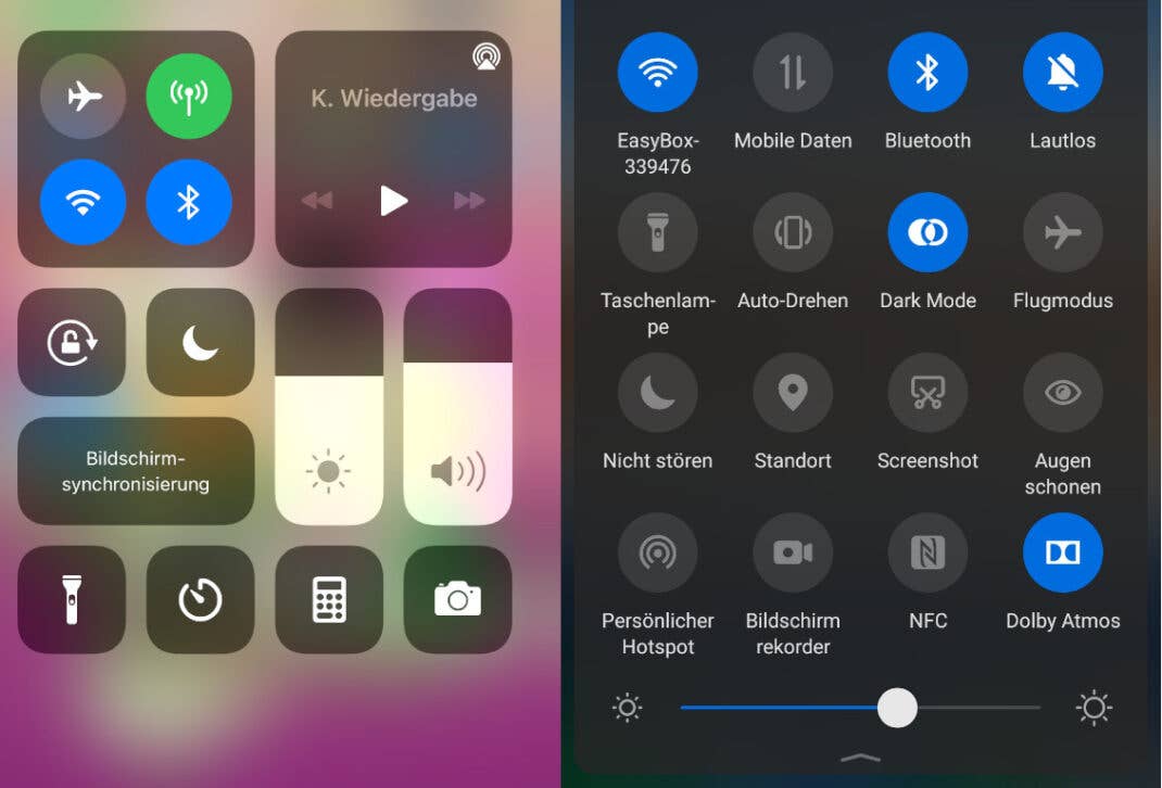 Aktiviertes Bluetooth unter iOS und Android