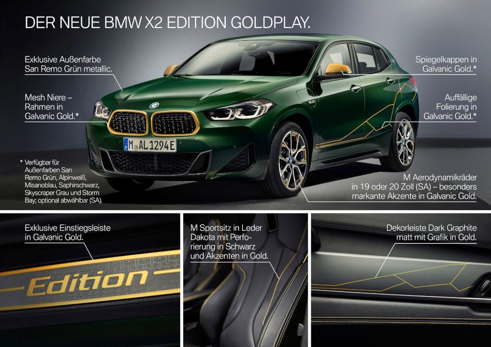 BMW X2 Edition GoldPlay Extras im Überblick.