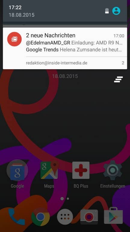 BQ Aquaris M5: Screenshots Benutzeroberfläche