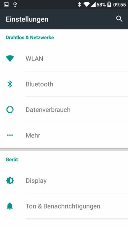 BQ Aquaris X5 Menü