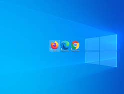 Logos von Firefox, Chrome und Edge auf Windows Desktop