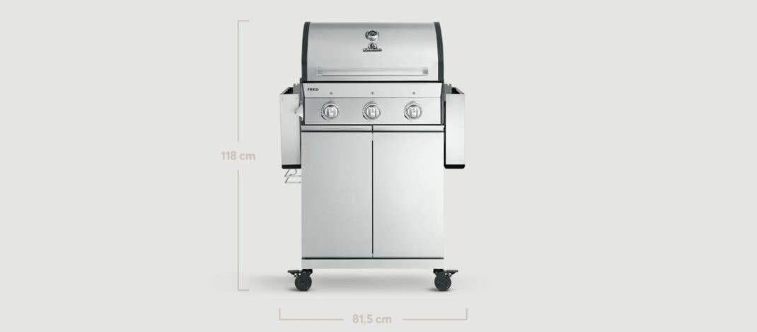 Maße des eingeklappten Burnhard FRED Gasgrills in Edelstahl
