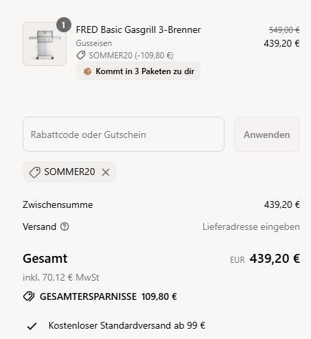 Warenkorb im Burnhard Online-Shop mit großem Gutschein-Rabatt