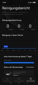 Reinigungsübersicht in der Tineco-App Screenshot