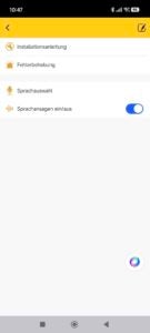 In der App gibt es nur wenige zusätzliche Optionen. Tuya App Fensterputzroboter HAVA U01 Optionen