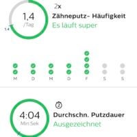 Statistiken zur Häufigkeit und Durchschnittsdauer beim Zähneputzen Screenshot aus der Philips Sonicare App