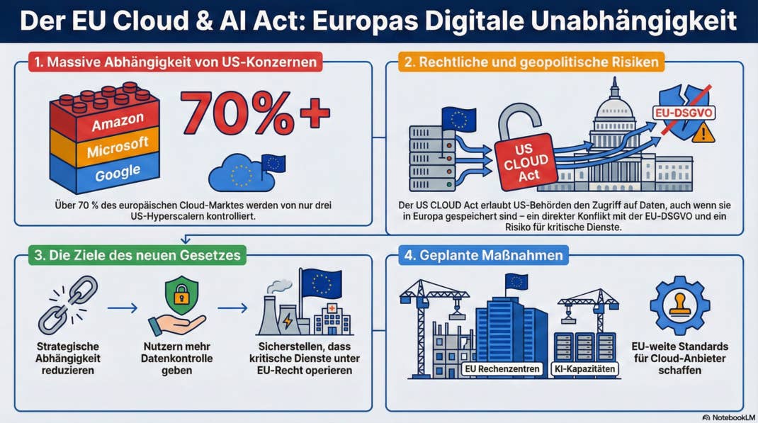 Infografik zeigt, wie s ich die EU digital unabhängig von den USA machen will.