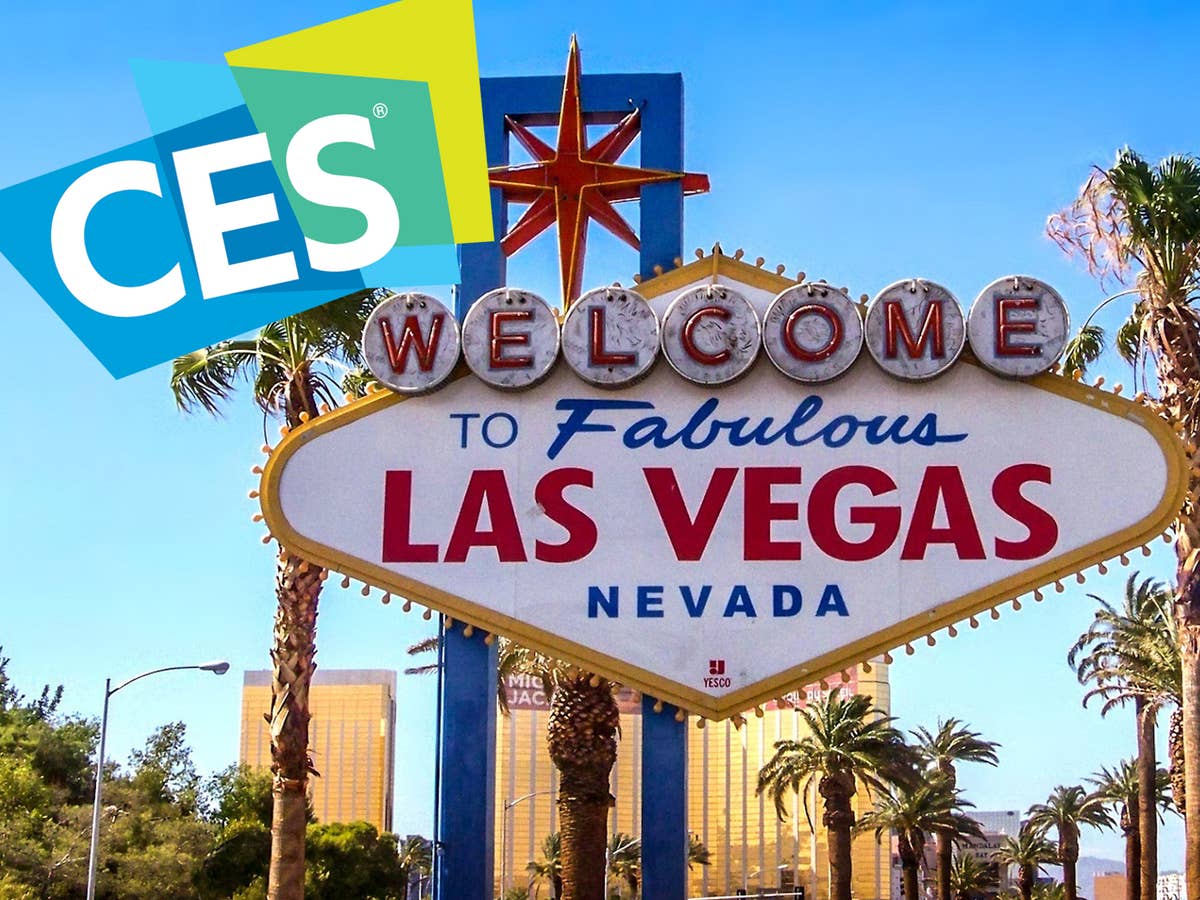 CES-Logo neben dem berühmten Las-Vegas-Willkommen-Schild