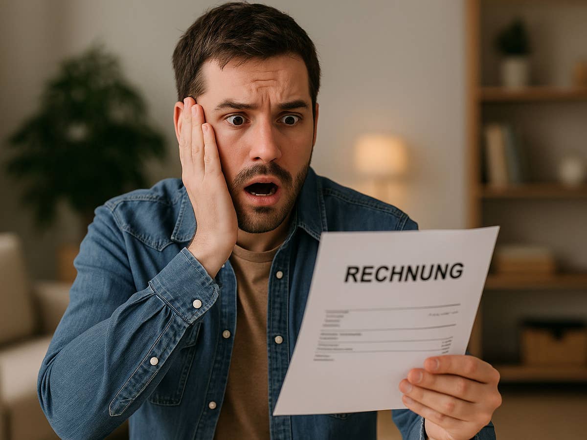 Ein Mann schaut auf ein Blatt Papier auf dem 