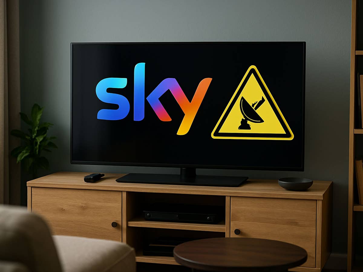 Ein TV im Wohnzimmer mit einem Sky-Logo