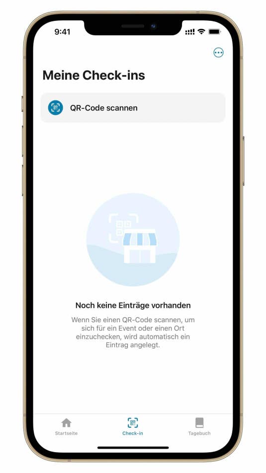 Die Check-In-Funktion der Corona-App auf einem iPhone