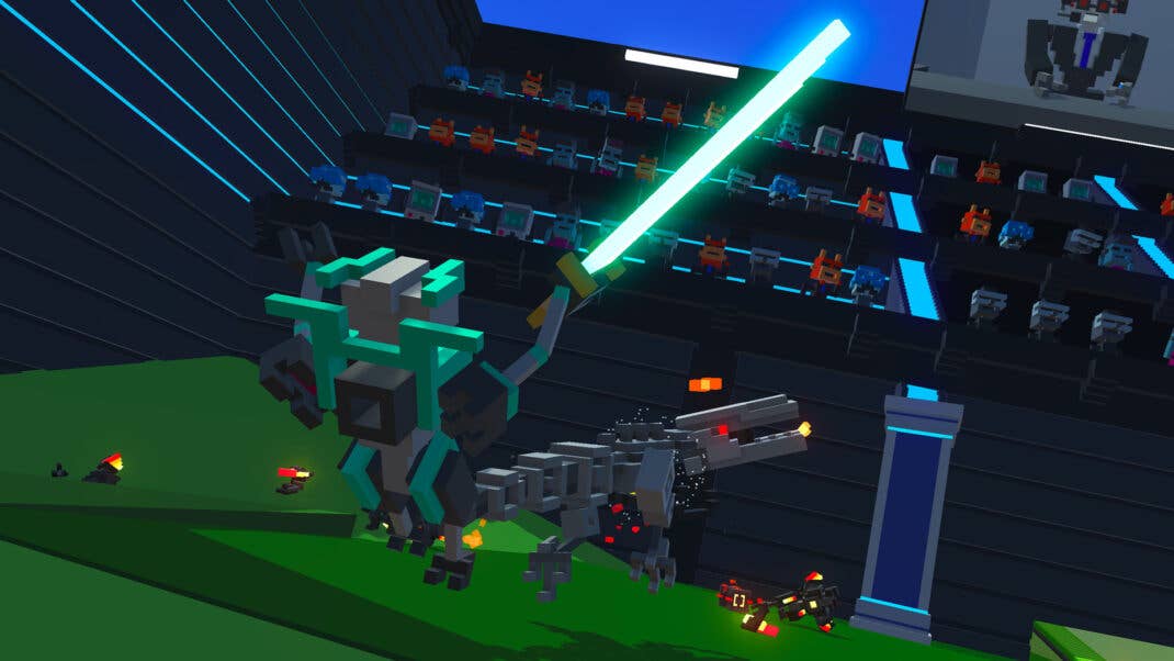 Ein Screenshot aus dem Videospiel Clone Drone in the Danger Zone.