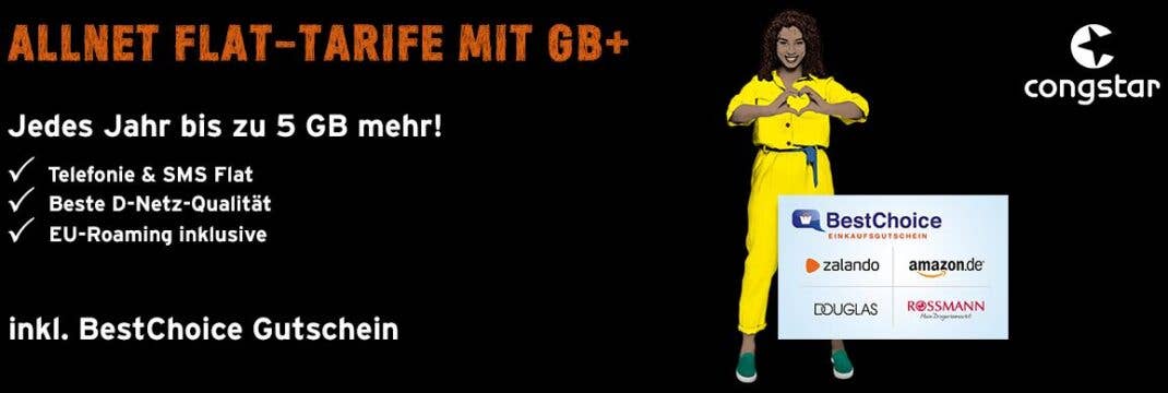 Congstar mit mehr Datenvolumen und BestChoice-Gutschein