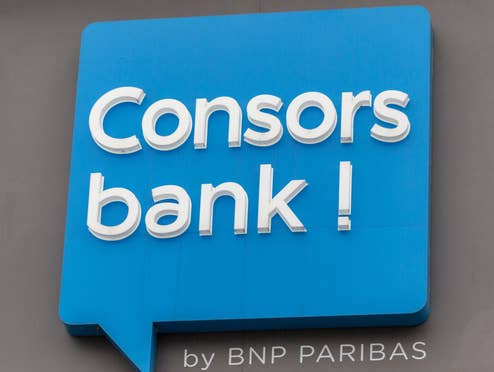 Consorsbank-Logo an einer Filiale