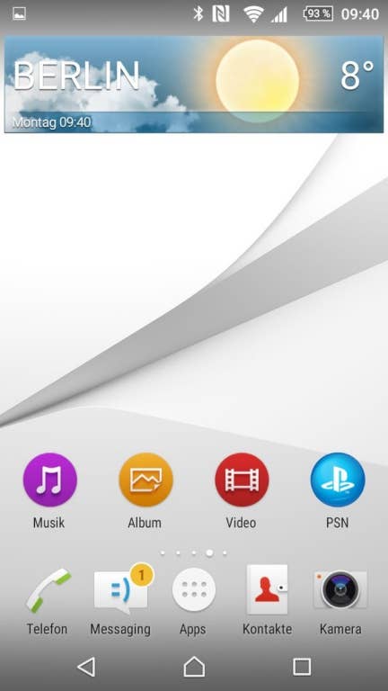 Das Menbü des Sony Xperia Z5 Compact