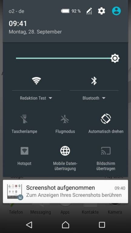 Das Menbü des Sony Xperia Z5 Compact