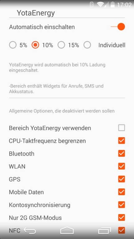 Das Menü auf der Frontseite