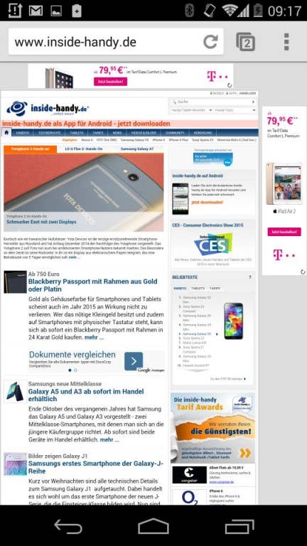 Das Menü auf der Rückseite