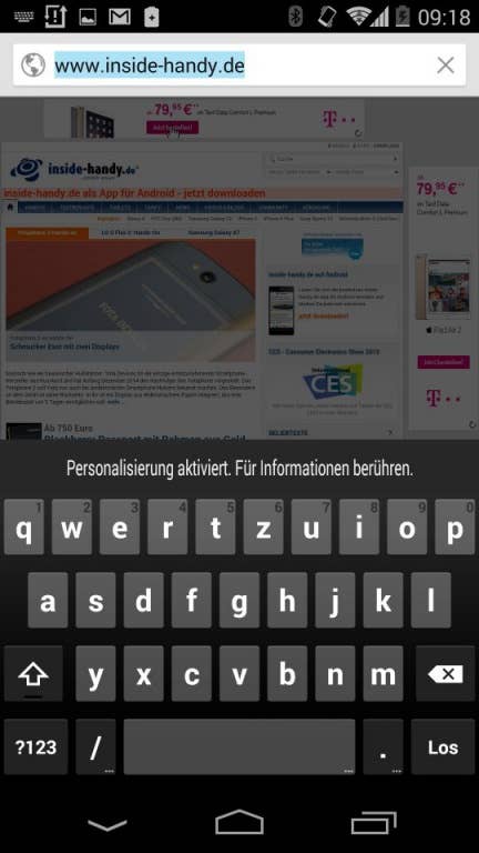 Das Menü auf der Rückseite