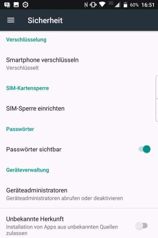 Das Menü des BlackBerry KEYone